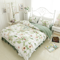 四件套全棉纯棉夏季1.8m床双人公主风2m米床裙式蕾丝简约床上用品