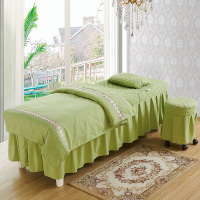 床罩四件套梯形头按摩床四件套带洞纹绣专用床罩定做床