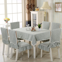 日式纯色棉麻餐桌布布艺椅套椅垫套装加厚餐椅套装简约现代椅子套