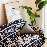 沙发罩单人沙发巾黑白薄毯地毯沙发套盖布几何简约薄地毯男生房间