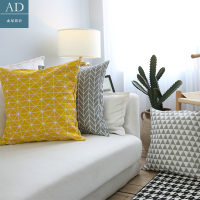 清新文艺清爽格子帆布透气沙发组合抱枕靠枕北欧几何美式大抱枕