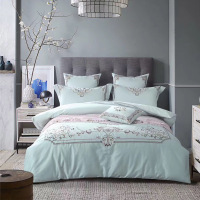 美式长绒棉四件套1.8m床欧式床上用品样板房纯棉床品全棉被套家