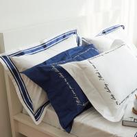 全棉白色飞边纯色枕套 单只简约北欧刺绣枕头套48 74cm 一对选2