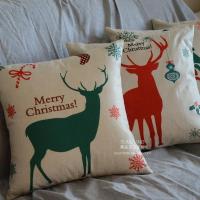 麋鹿松树布艺装饰仿麻沙发抱枕套靠包套靠垫套