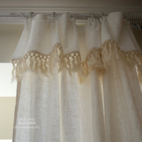 经典北欧简约风白色带流苏苎麻亚麻百搭半遮光卧室环保窗帘 定制