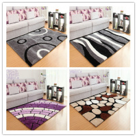 加密弹力丝图案地毯客厅茶几地毯卧室床边家用长方形几何图案地毯