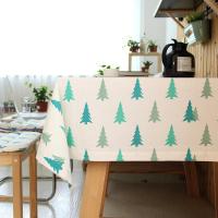 北欧风现代几何绿色清新简约可爱松树餐桌布艺盖布台布茶几布垫布
