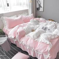 冬季加绒被套韩版水晶绒四件套加厚保暖珊瑚绒床裙床笠1.8m法兰绒