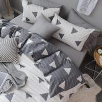 全棉四件套简约条纹格子北欧纯棉床单被套学生床上四件套1.8m床笠