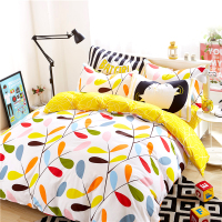 全棉斜纹四件套 秋冬纯棉婚庆床品床单简约床上用品被套田园4套件