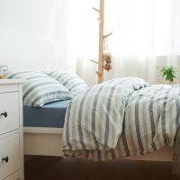 全棉水洗棉床上四件套 北欧简约风纯棉格子被套纯色床单床笠床品