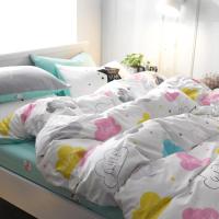 四件套全棉纯棉1.5m简约双人床上用品2.0m床单被套1.8m床笠三件套