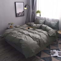 冬季全棉床上四件套简约纯色纯棉双人三件套被单床单被套床笠特价