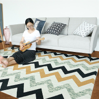 客厅茶几地毯简约现代北欧条纹卧室床边地垫脚垫防滑垫可机洗垫
