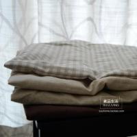 简约田园风薄款深咖棉麻亚麻素麻色格子椅垫薄棉垫办公室坐垫座垫