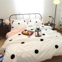 全棉四件套公主风绣花水洗棉床上用品纯色双人纯棉床单被套韩版