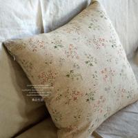 美式田园乡村自然棉麻怀旧复古亚麻花朵抱枕套靠垫套靠包套靠枕套