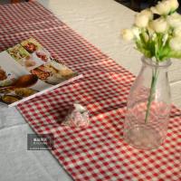 美式乡村田园格子暗红格小红色格子红格亚麻棉麻 桌旗 茶旗 定做
