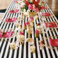 现代北欧简约几何黑白条纹纯棉餐桌布艺派对书桌布台布茶几布定制