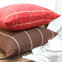 北欧简约现代深红色深咖色格子格纹抱枕套/靠垫套/靠包套/靠枕套