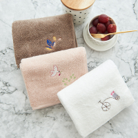 日式简约风刺绣毛巾 纯棉成人洗脸面巾 全棉家用擦脸巾 柔软吸水