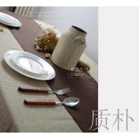 简约纯色质朴加厚纯棉帆布 深咖色 餐桌 茶几桌旗 茶旗 定做
