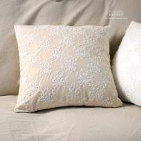 宫廷清新棉麻白色米色花朵蕾丝 抱枕套/靠垫套/靠包套/靠枕套
