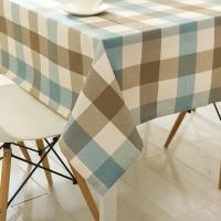 防水北欧简约现代蓝灰格防水桌布格子餐桌布布艺书桌台布茶几盖布