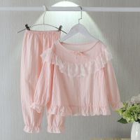 春秋儿童薄款空调家居服女童套装女宝宝睡衣公主风纯棉棉麻两件套