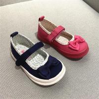 日单新品秋miki丽娜女童帆布鞋学步鞋防滑蝴蝶结魔术贴软底公主鞋