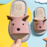 儿童亚麻棉拖鞋春秋夏女童男童宝宝居家用室内防滑麻布小孩拖鞋冬