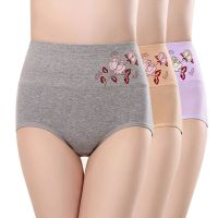 纯棉内裤女收腰纯色高腰女士内裤纯棉大码式玫瑰红色内衣女裤头女