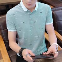 纯棉夏季短袖t恤男青年韩版修身翻领衫男装帅气有领潮流上衣
