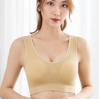 新款无钢圈运动内衣女美背棉质舒适裹胸跑步防抖聚拢背心式胸罩|[单件装]肤色 XXL码(120-138斤)