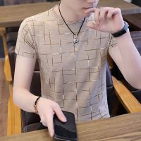 男装t恤夏季男士短袖棉上衣潮男士圆领汗衫宽松大码冰丝t恤男