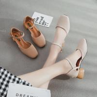 夏季2021新款高跟凉鞋方头玛丽珍单鞋粗跟韩版奶奶鞋百搭仙女鞋子