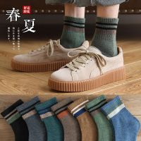 5-10双防臭透气袜子男中筒袜春夏季复古吸汗透气男士商务长筒袜子