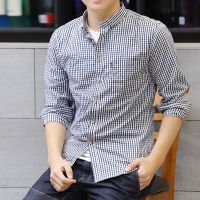 新款格子衬衫男士长袖韩版修身青少年棉衬衣时尚潮流休闲帅气寸衫