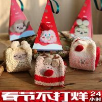 新年加厚保暖地板袜 圣诞家居珊瑚绒袜子女 卡通可爱睡眠袜月子袜
