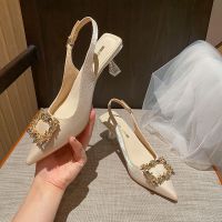 包头时装凉鞋女ins仙女风2021夏新款气质尖头高跟鞋百搭粗跟女鞋