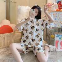 夏季宽松家居服两件套装女甜美可爱短袖睡衣女学生薄款ins风短裤