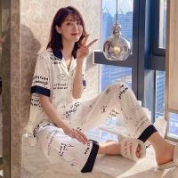 冰丝睡衣女夏季短袖长裤韩版性感套装春秋季薄款加大码加肥家居服