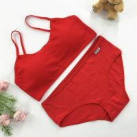 大红本命年发育期少女内衣鸿运中小纯棉海棉垫无钢圈背心|962套装 均码L