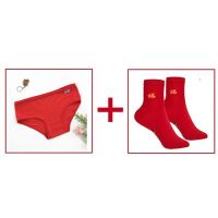 大红本命年发育期少女内衣鸿运中小纯棉海棉垫无钢圈背心|A001+袜子 均码L