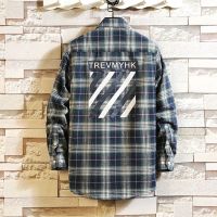 格子长袖衬衫男潮流帅气学生韩版春夏季痞帅短袖休闲男士衬衣外套