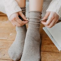 袜子女韩版中筒袜秋冬季卷边堆堆棉袜ins长筒袜日系长袜女