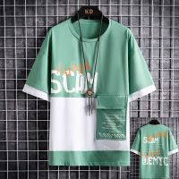 夏季短袖t恤男2021青少年韩版潮流半袖上衣初中学生宽松纯棉t恤男