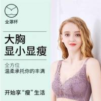 薄款大胸显小显瘦聚拢无钢圈内衣女上托胖mm收副乳蕾丝全罩杯文胸