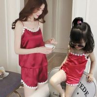 女童睡衣夏季吊带冰丝薄款公主儿童中童亲子睡衣女孩子母女家居服