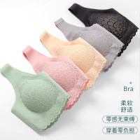 泰国乳胶一片式无痕无钢圈运动跑步内衣小胸聚拢文胸女
